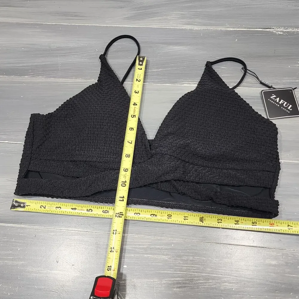 Zaful Swim‎ Bikini Top Black Textured Size XL - Picture 8 of 8